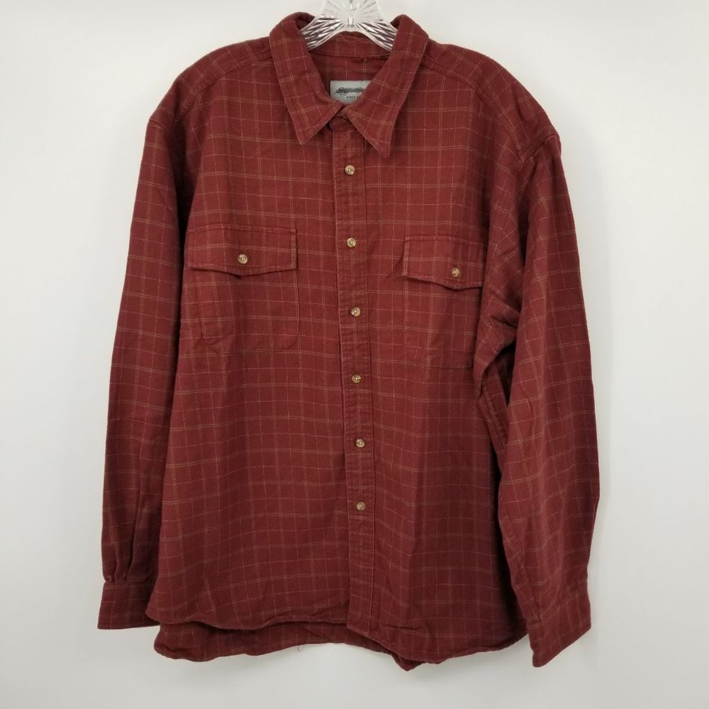 Eddie Bauer Red Plaid Men's Button Down Shirt Size XL